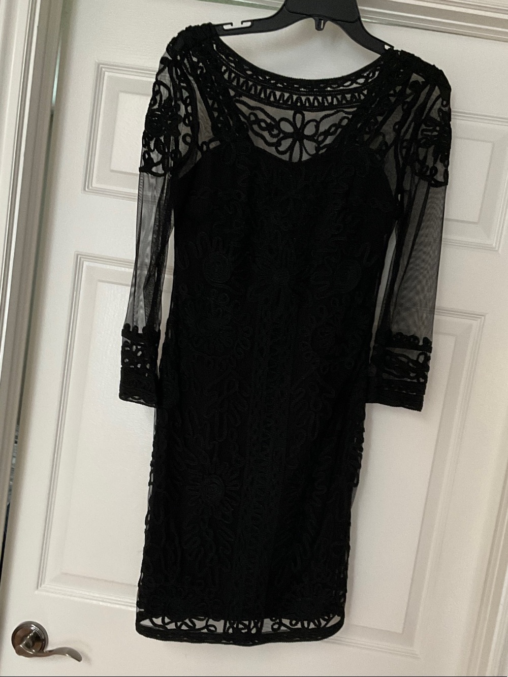 JS Collections Black Lace Long Sleeve Sheath Dress